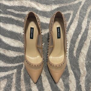 Nine West Tan Pointed Toe Studded Pumps
